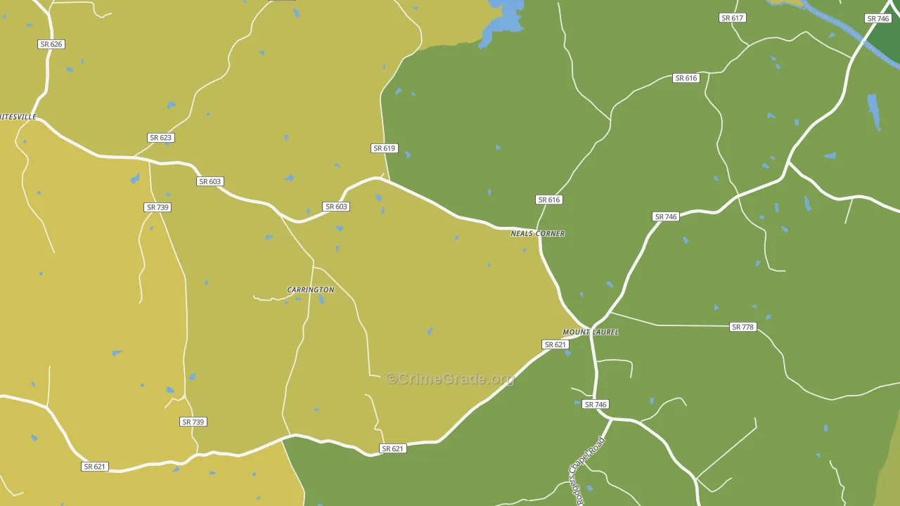 Mount Laurel, VA Map of Vehicle Theft Rates