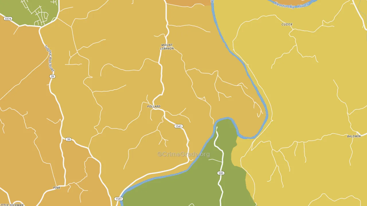 Mount Lebanon, KY Map of Vehicle Theft Rates
