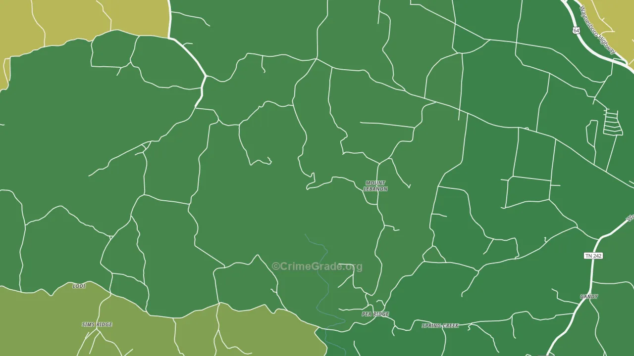 Mount Lebanon, TN Map of Vehicle Theft Rates