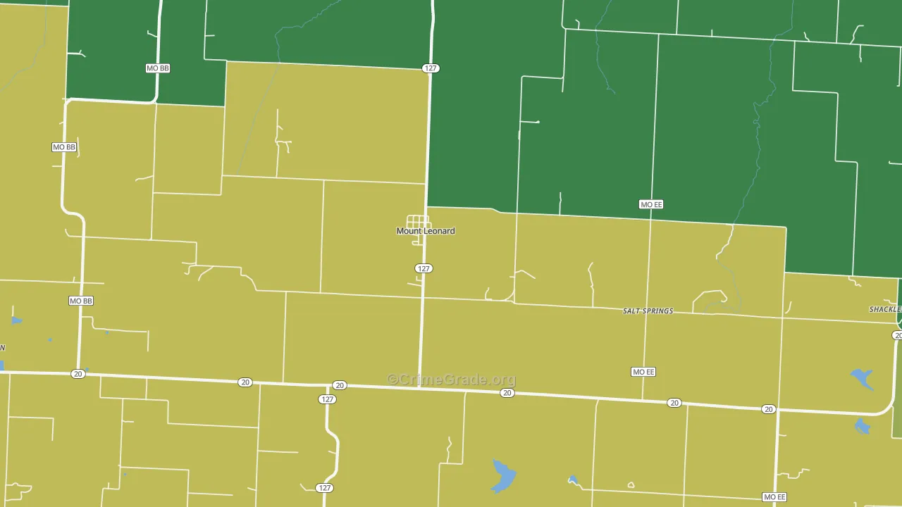 Mount Leonard, MO Map of Vehicle Theft Rates