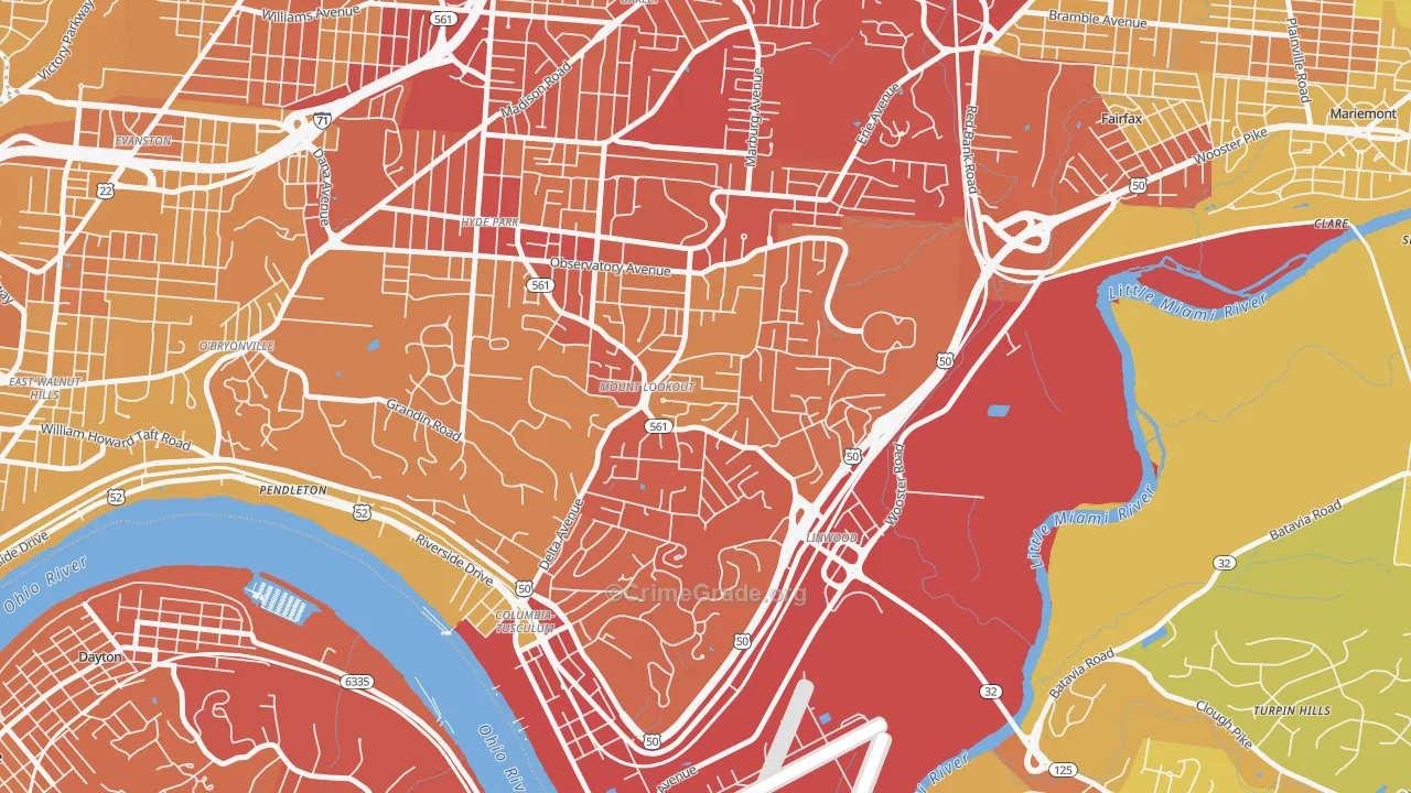 Mount Lookout, Cincinnati, OH Map of Vehicle Theft Rates