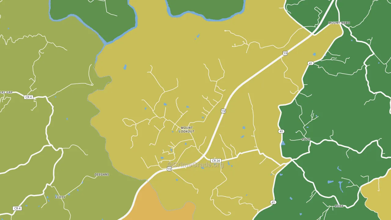 Mount Lookout, WV Map of Vehicle Theft Rates