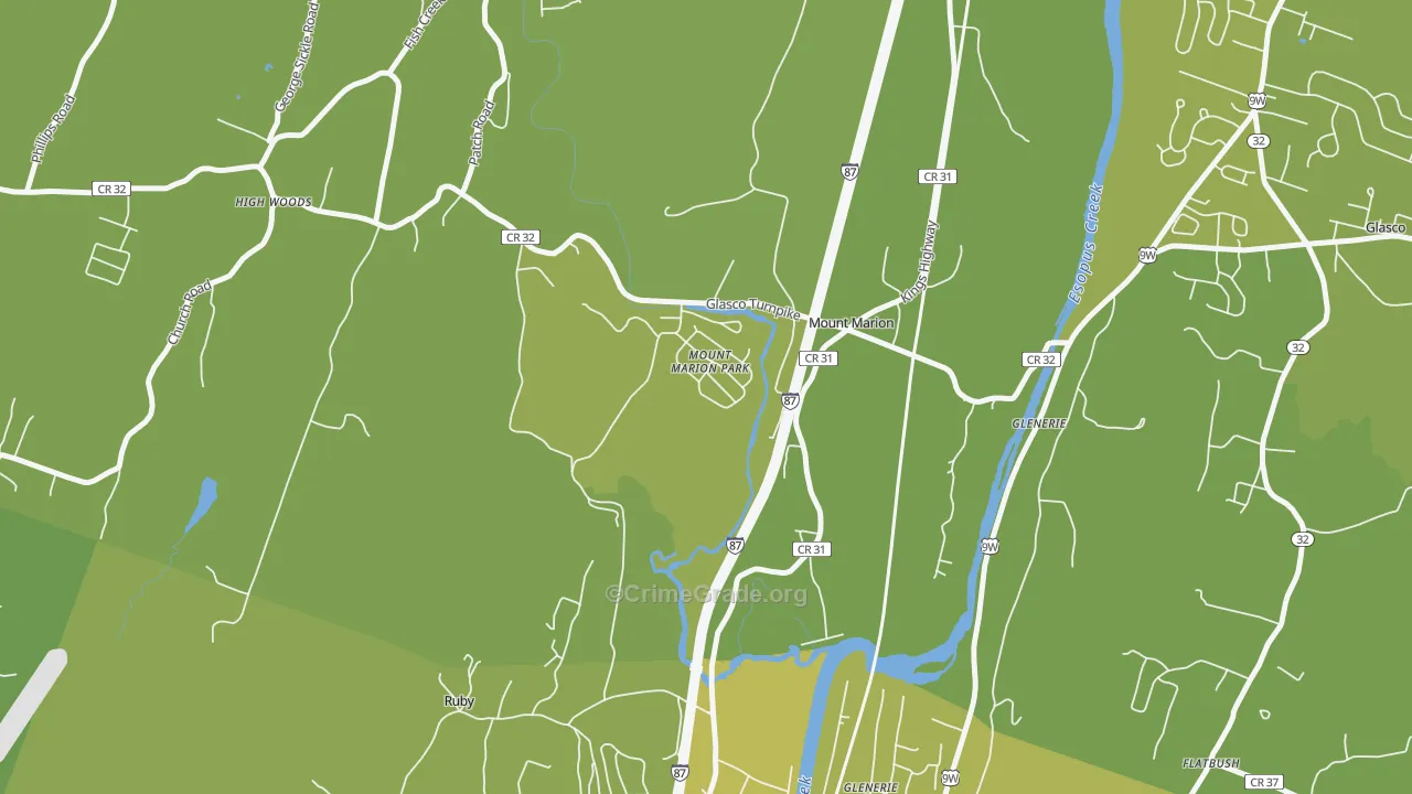 Mount Marion, NY Map of Vehicle Theft Rates