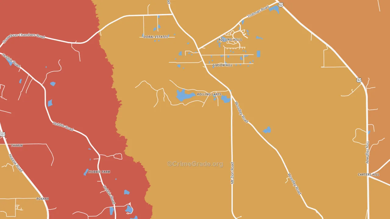 Mount Meigs, AL Map of Vehicle Theft Rates