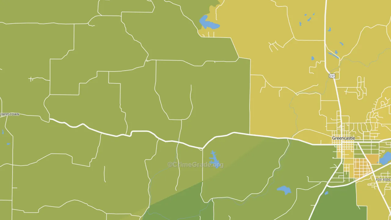 Mount Meridian, IN Map of Vehicle Theft Rates