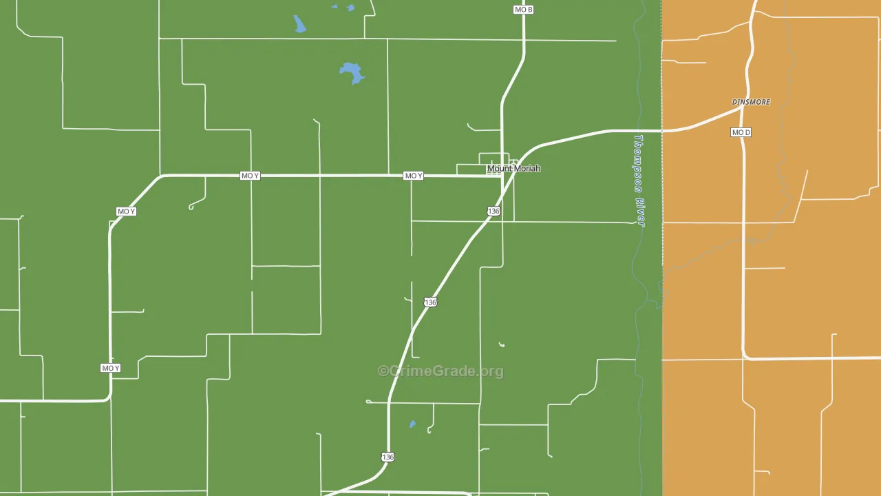 Mount Moriah, MO Map of Vehicle Theft Rates