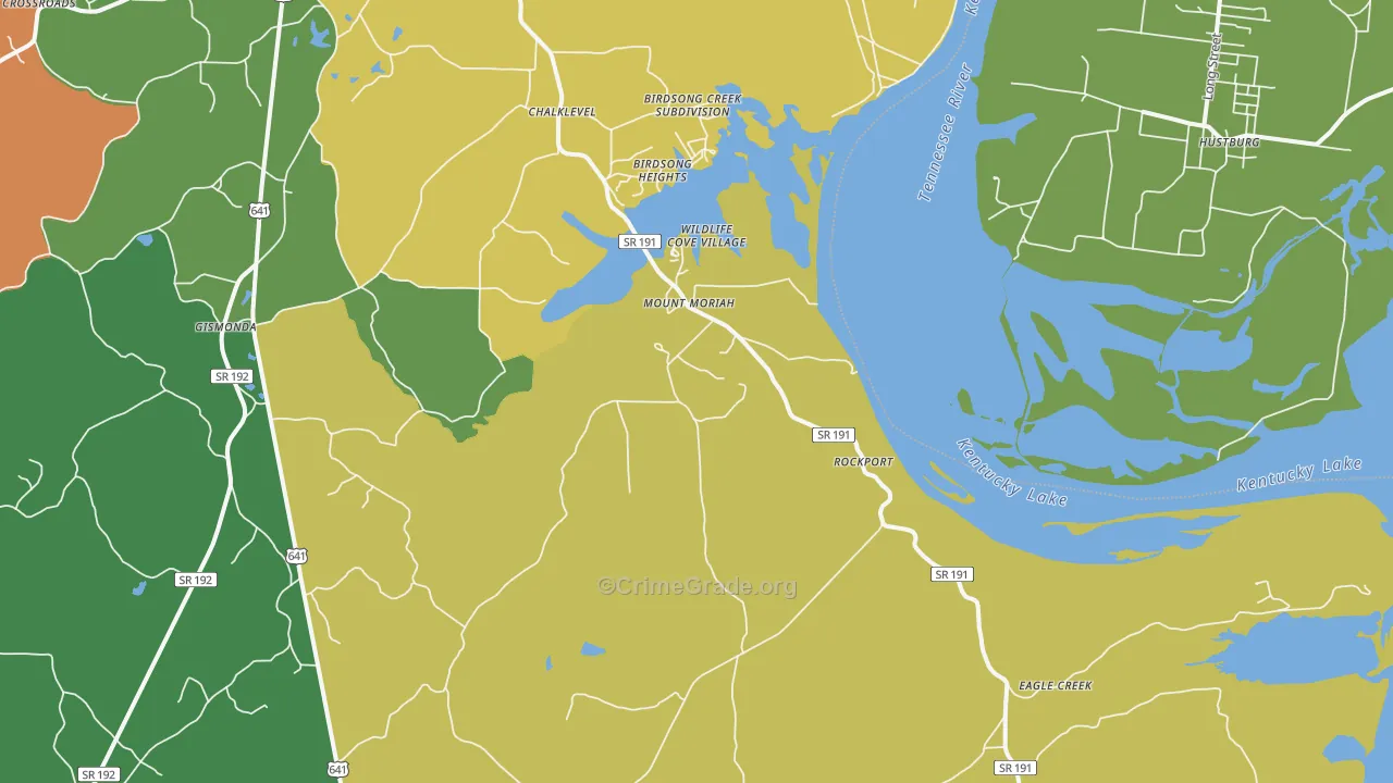 Mount Moriah, TN Map of Vehicle Theft Rates