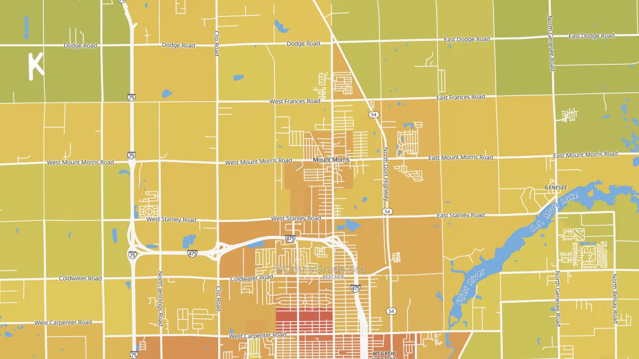 Mount Morris, MI Map of Vehicle Theft Rates