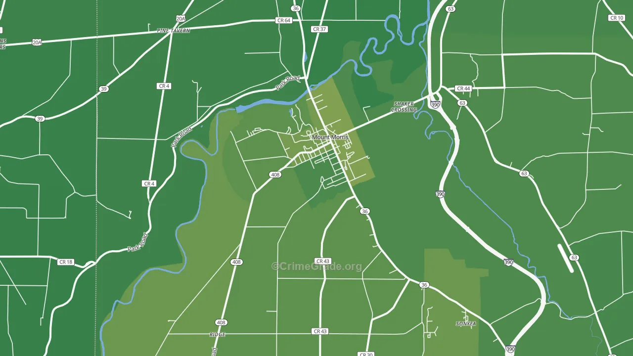 Mount Morris, NY Map of Vehicle Theft Rates