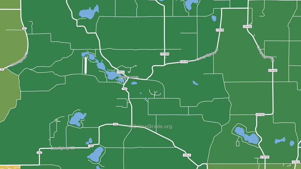 Mount Morris, WI Map of Vehicle Theft Rates
