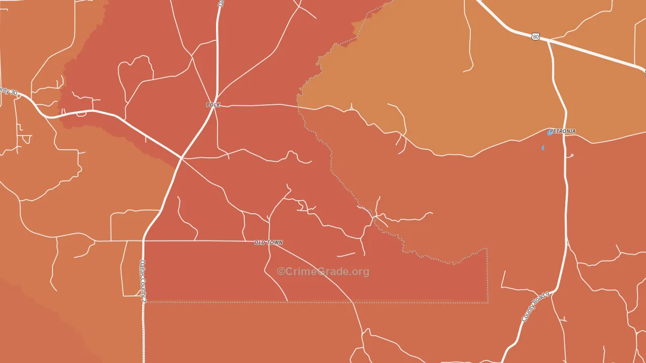 Mount Nebo, AL Map of Vehicle Theft Rates