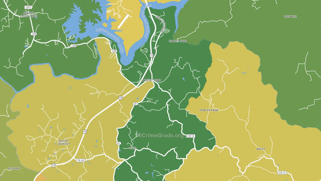 Mount Nebo, WV Map of Vehicle Theft Rates
