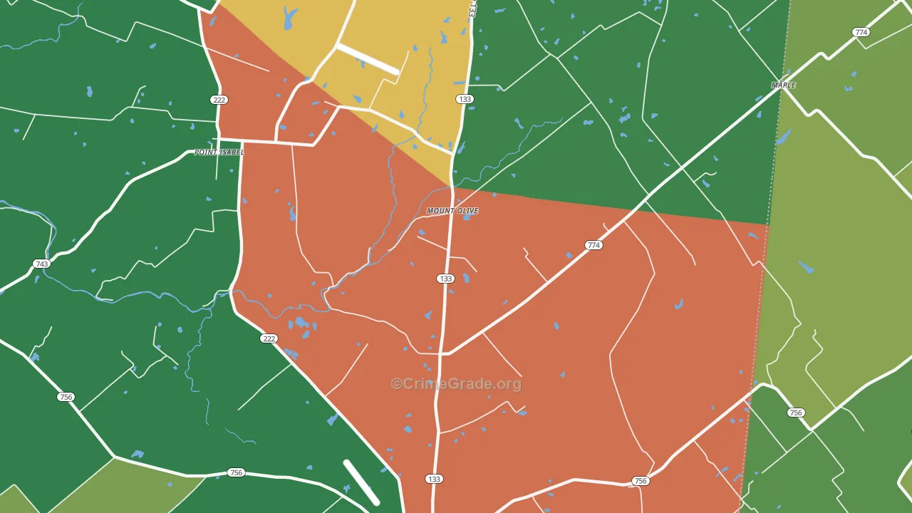 Mount Olive, OH Map of Vehicle Theft Rates