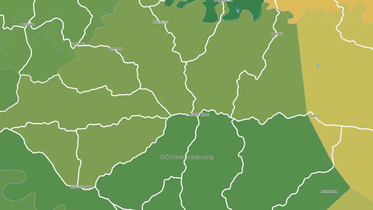 Mount Olivet, KY Map of Vehicle Theft Rates