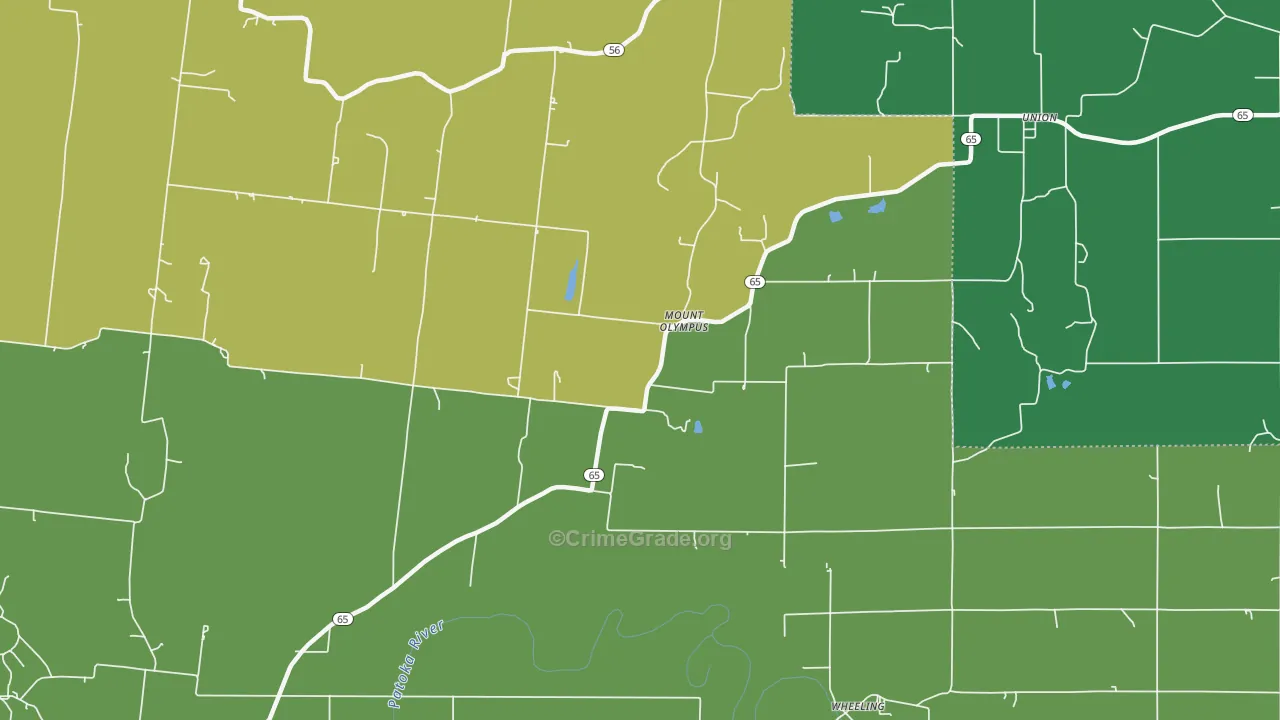 Mount Olympus, IN Map of Vehicle Theft Rates