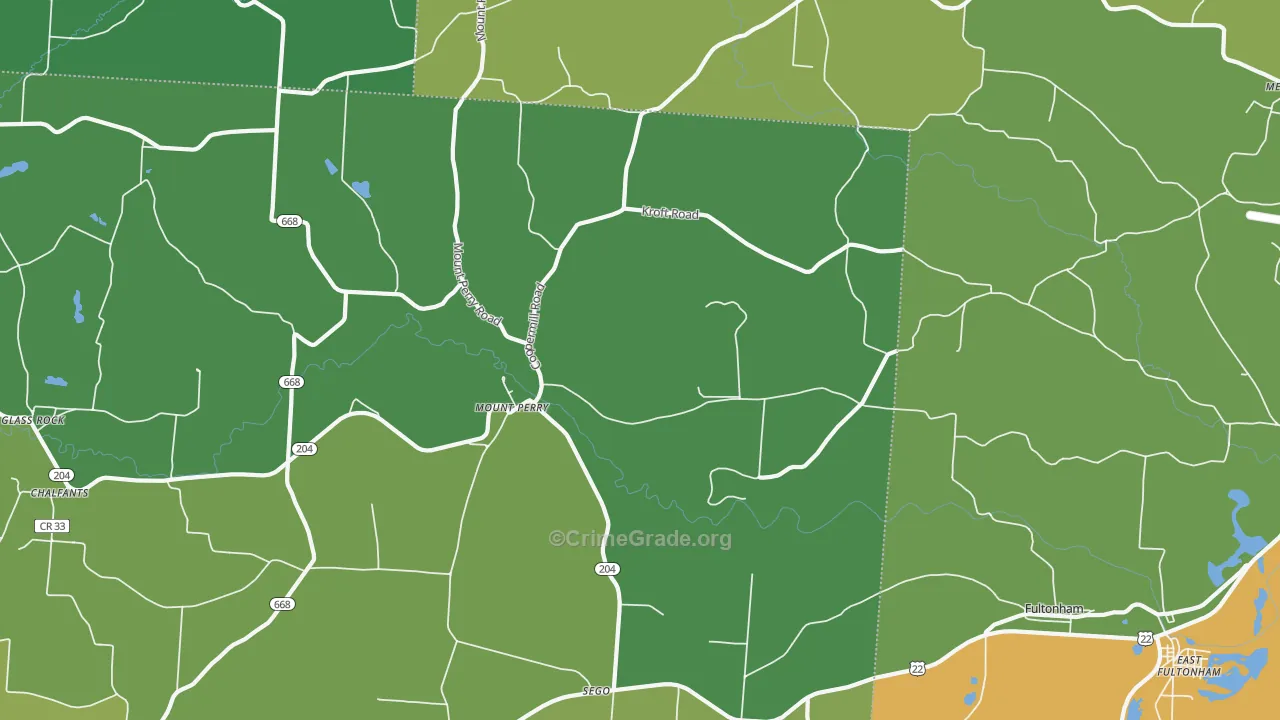 Mount Perry, OH Map of Vehicle Theft Rates