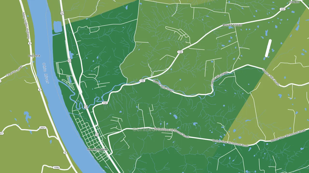 Mount Pisgah, OH Map of Vehicle Theft Rates