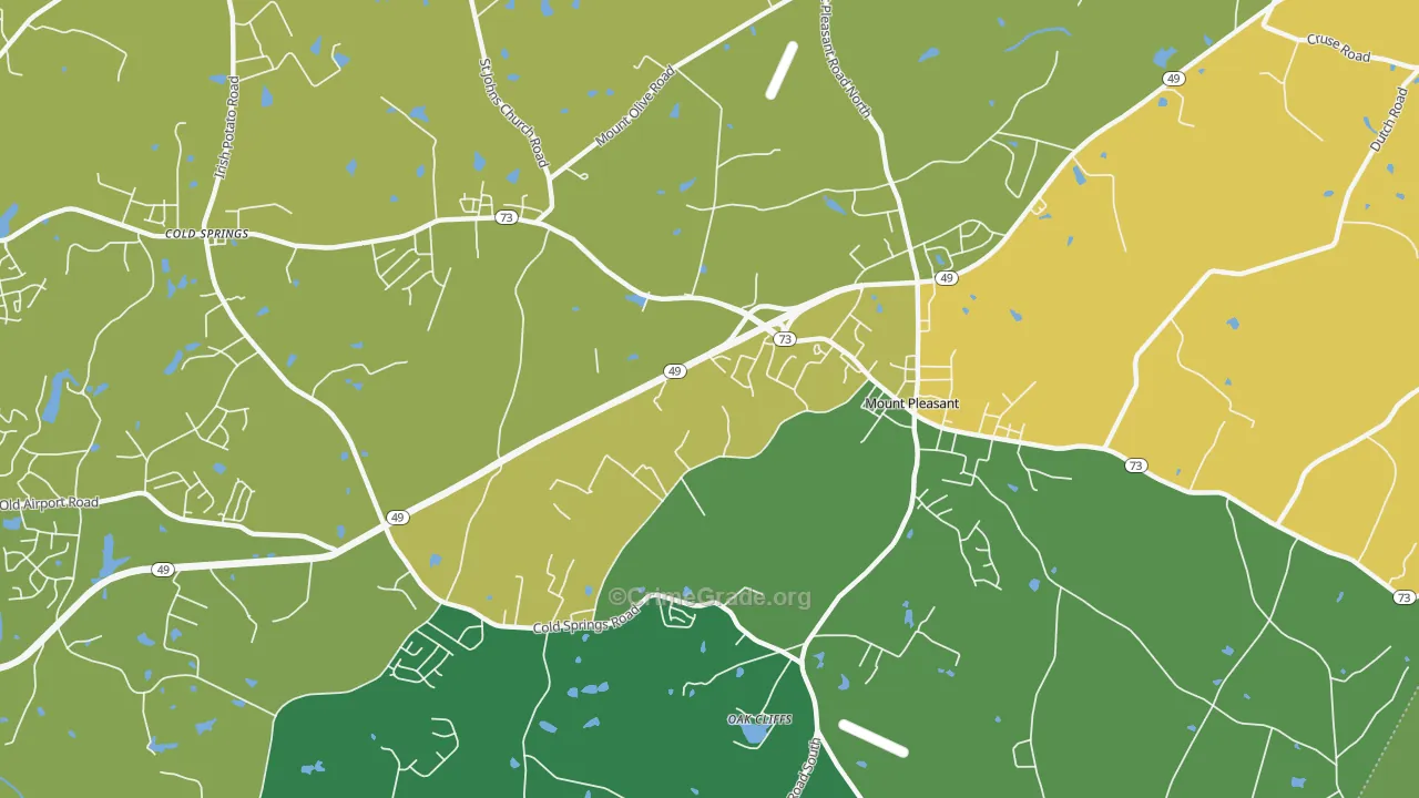 Mount Pleasant Area, Mount Pleasant, NC Map of Vehicle Theft Rates