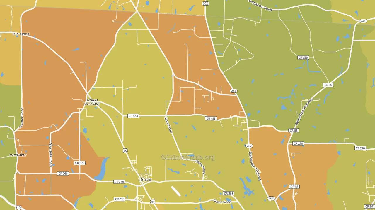 Mount Pleasant, FL Map of Vehicle Theft Rates