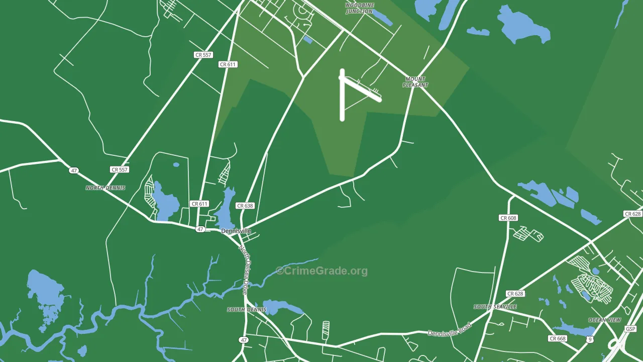 Mount Pleasant, NJ Map of Vehicle Theft Rates