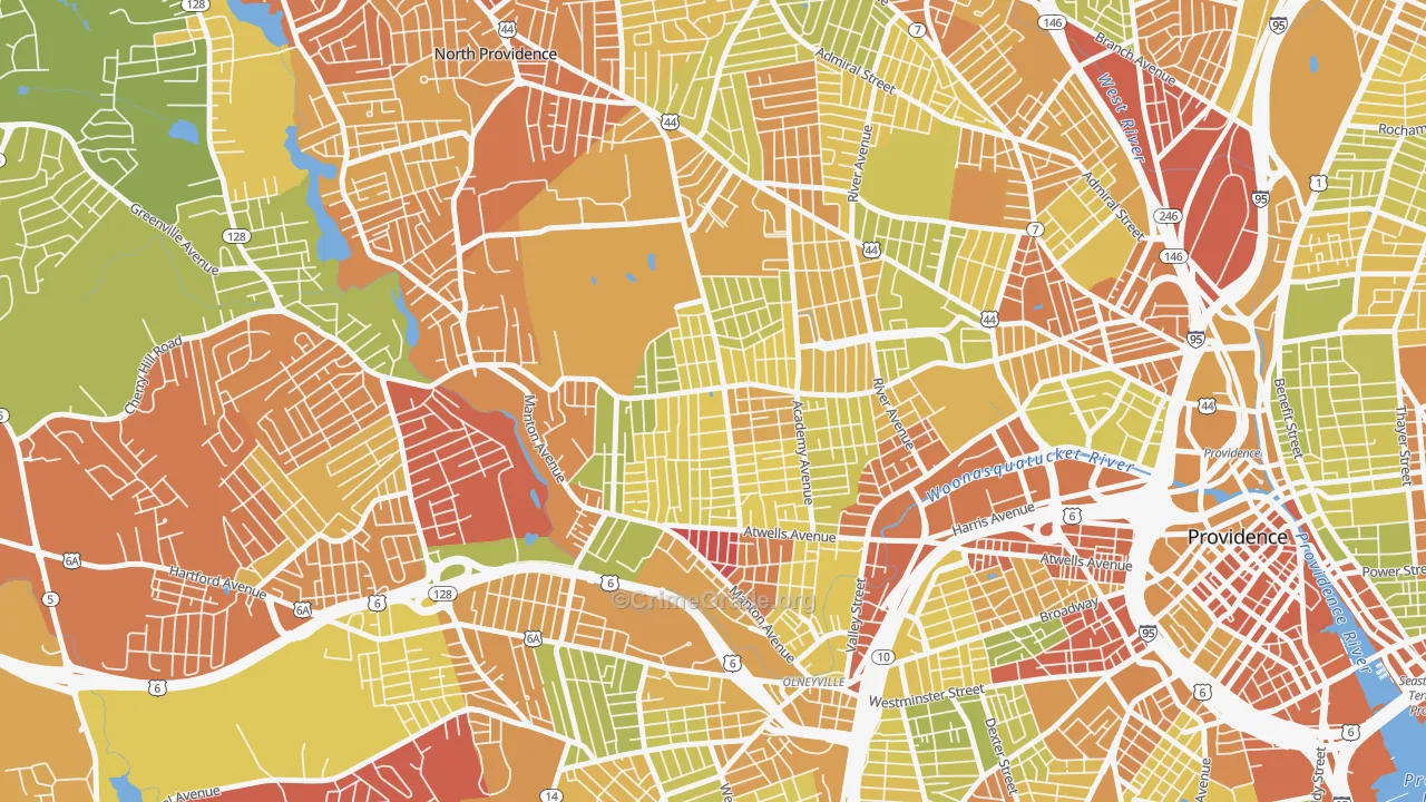 Mount Pleasant, Providence, RI Map of Vehicle Theft Rates