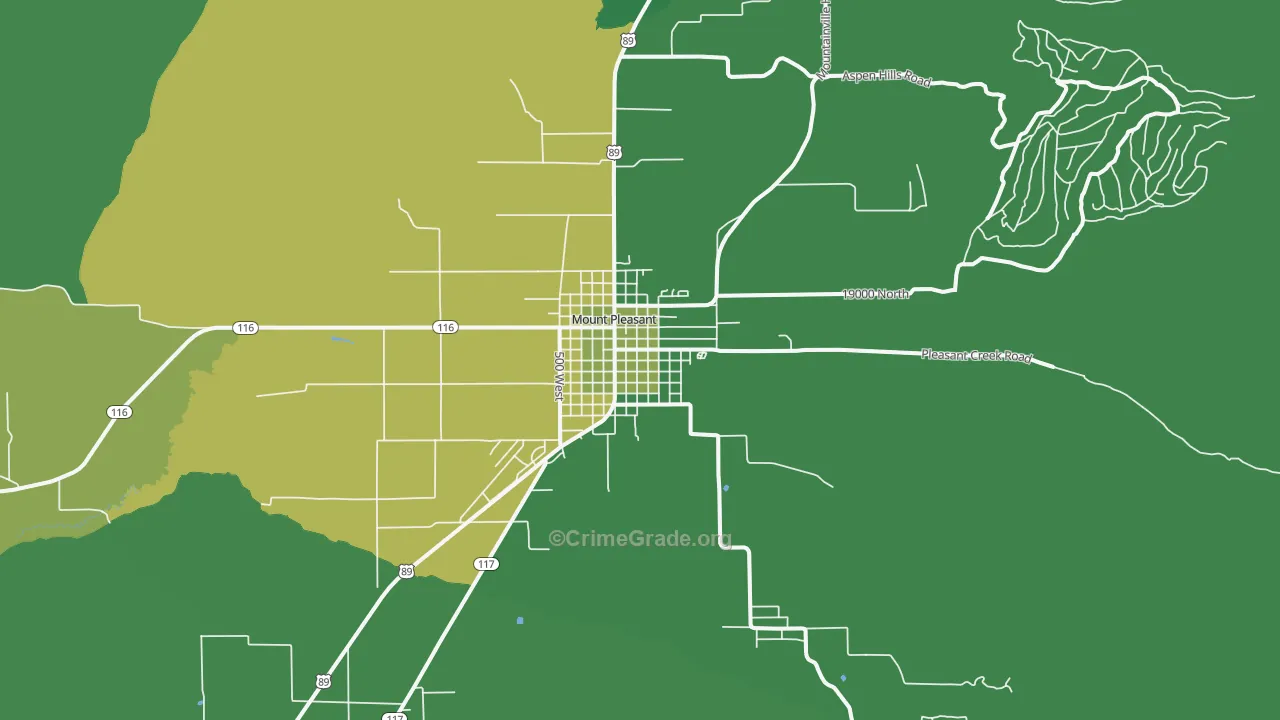 Mount Pleasant, UT Map of Vehicle Theft Rates
