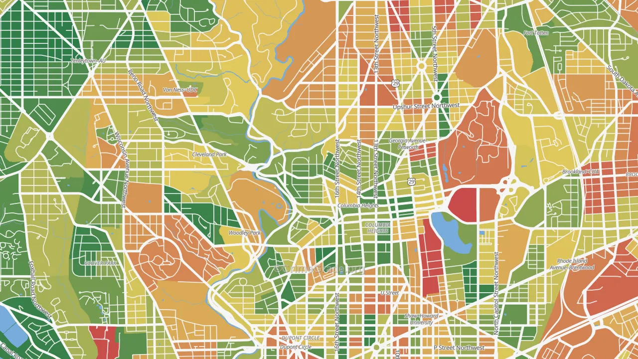 Mount Pleasant, Washington, DC Map of Vehicle Theft Rates