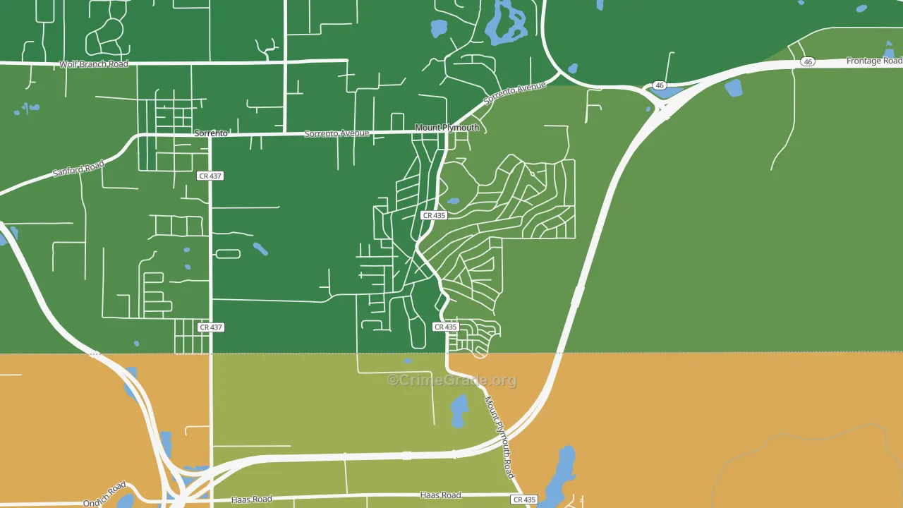 Mount Plymouth, FL Map of Vehicle Theft Rates
