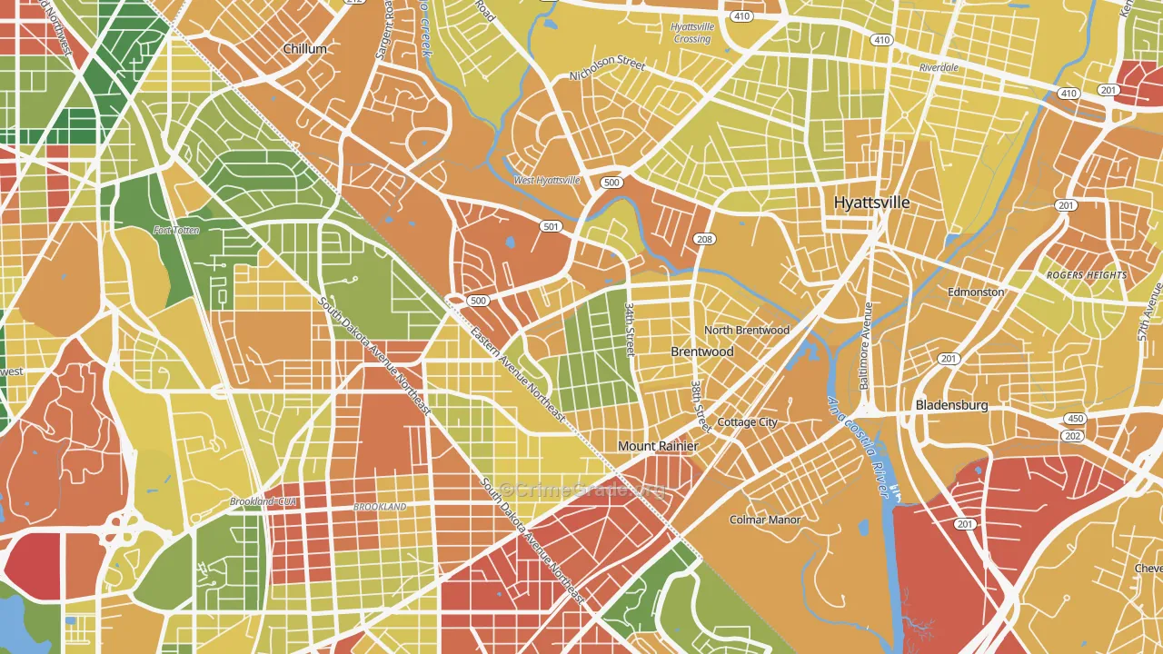Mount Rainier, MD Map of Vehicle Theft Rates