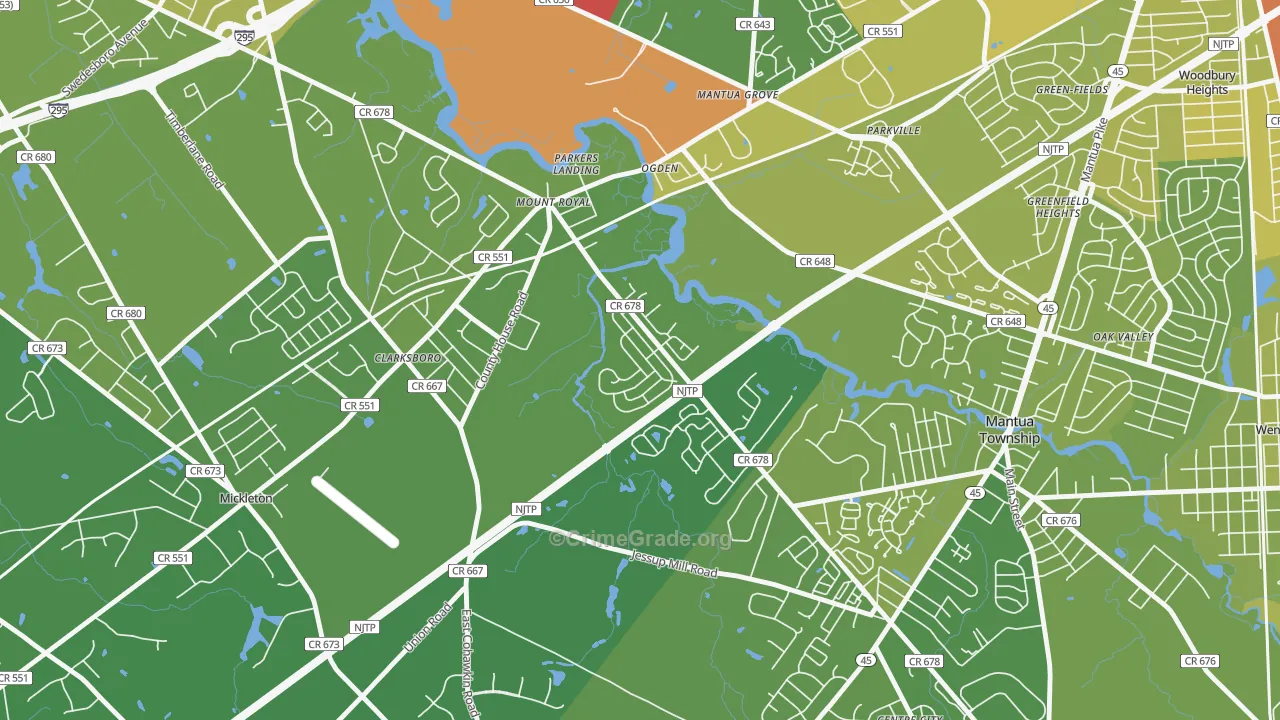 Mount Royal, NJ Map of Vehicle Theft Rates