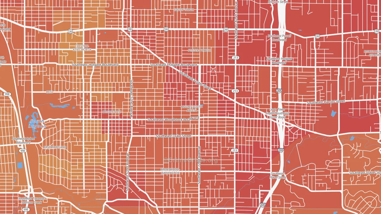Mount Scott, Portland, OR Map of Vehicle Theft Rates