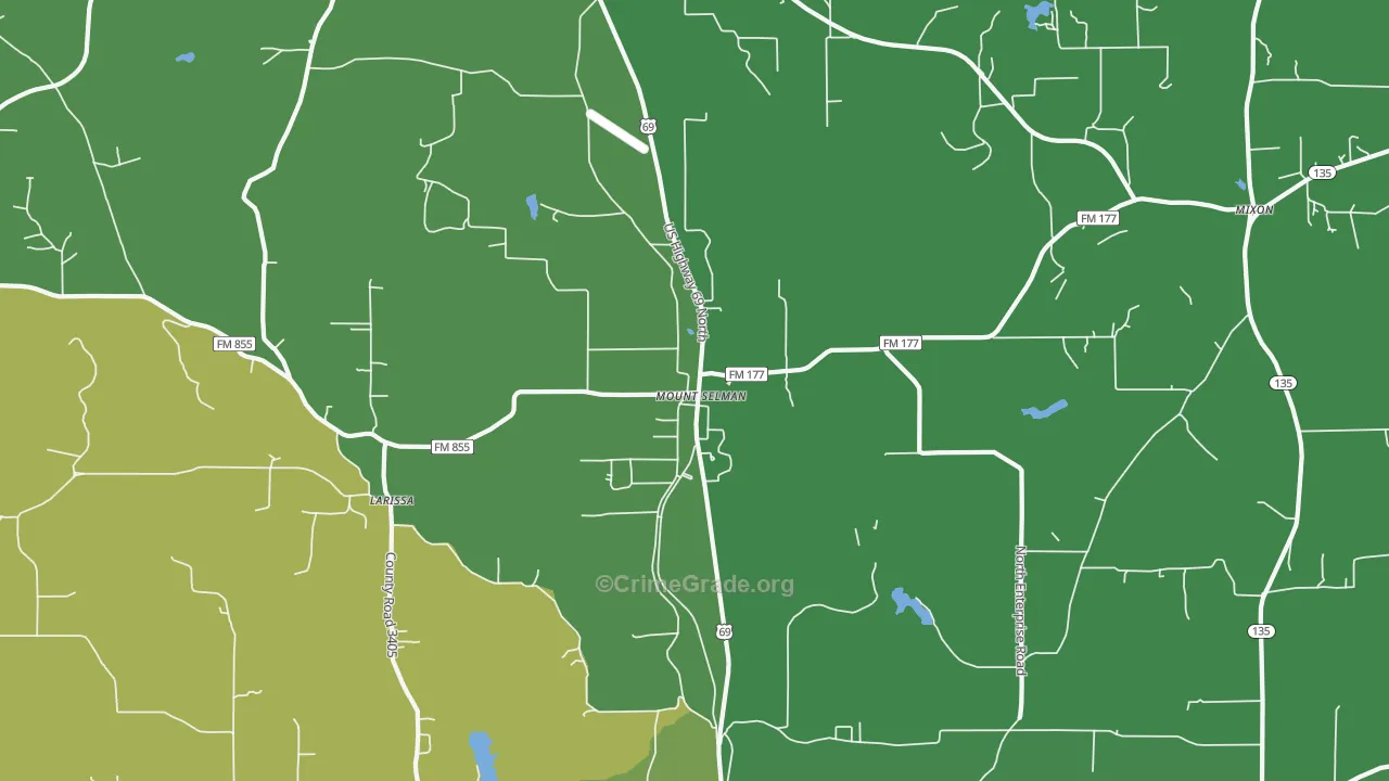 Mount Selman, TX Map of Vehicle Theft Rates