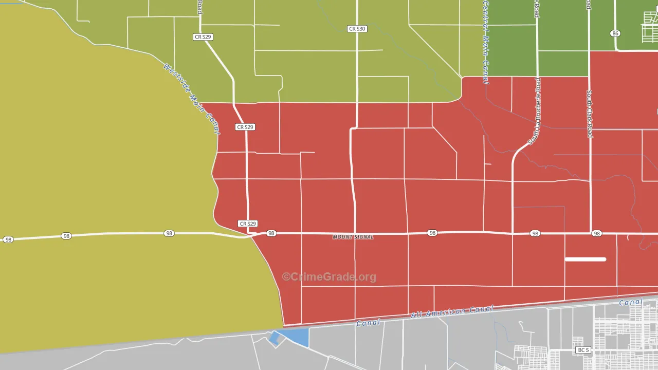 Mount Signal, CA Map of Vehicle Theft Rates