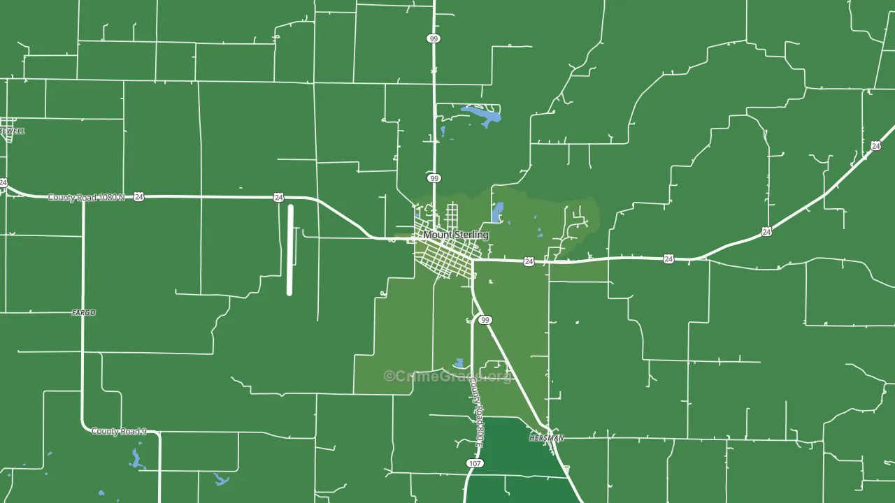 Mount Sterling, IL Map of Vehicle Theft Rates