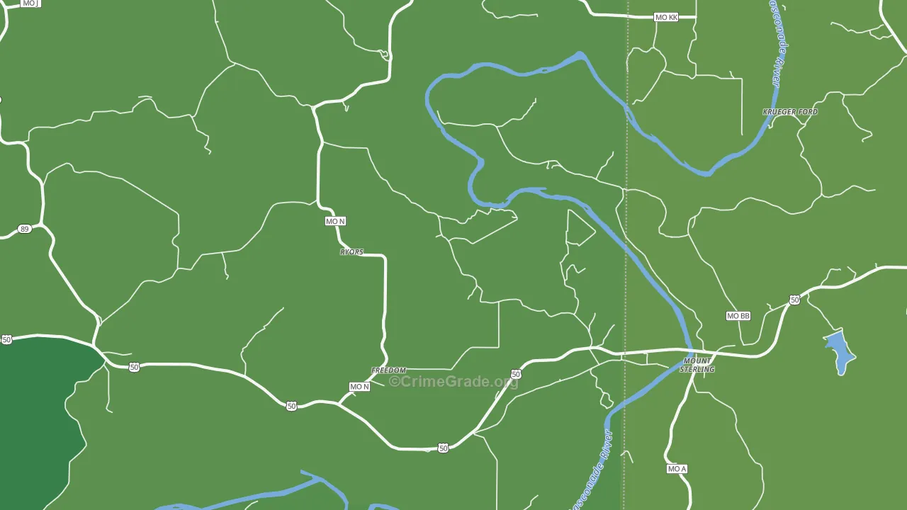 Mount Sterling, MO Map of Vehicle Theft Rates