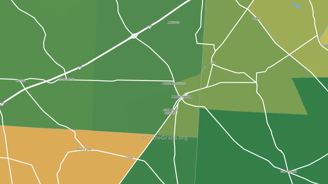 Mount Sterling, OH Map of Vehicle Theft Rates