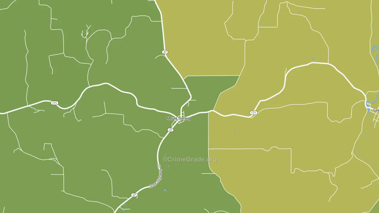 Mount Sterling, WI Map of Vehicle Theft Rates
