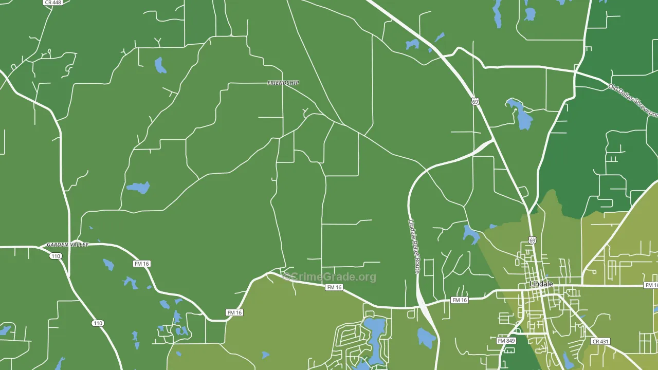 Mount Sylvan, TX Map of Vehicle Theft Rates