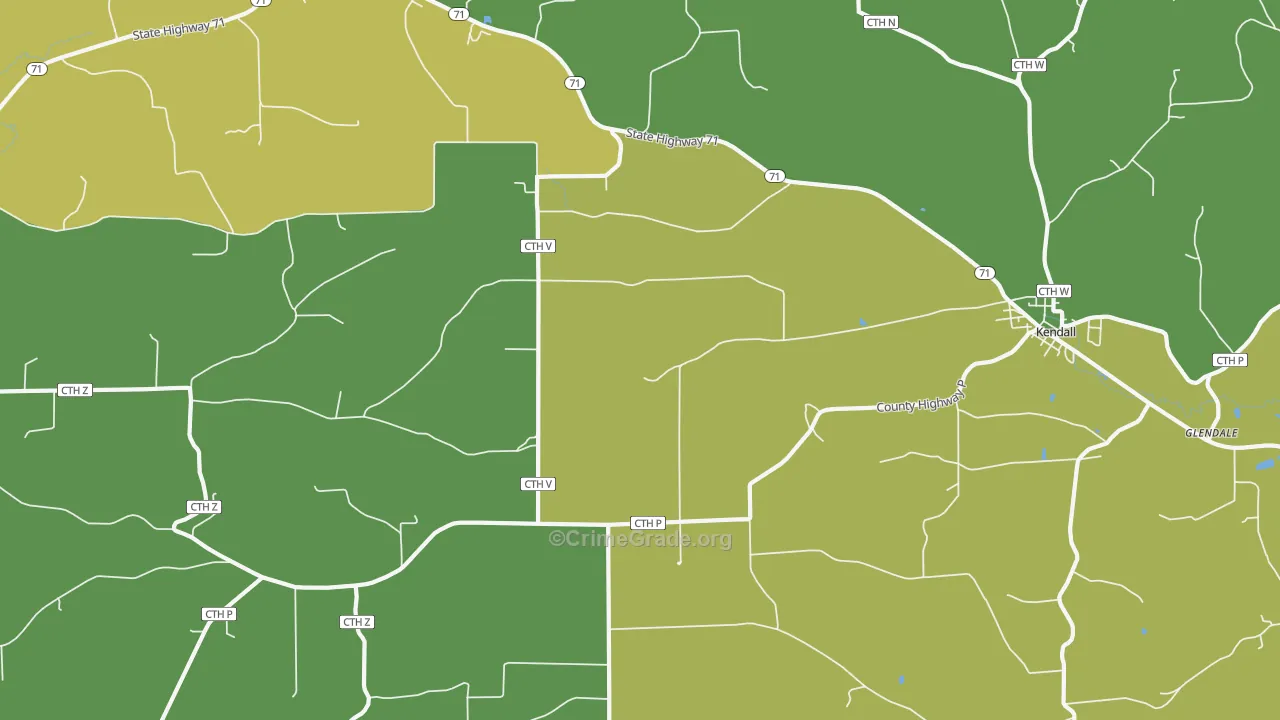Mount Tabor, WI Map of Vehicle Theft Rates