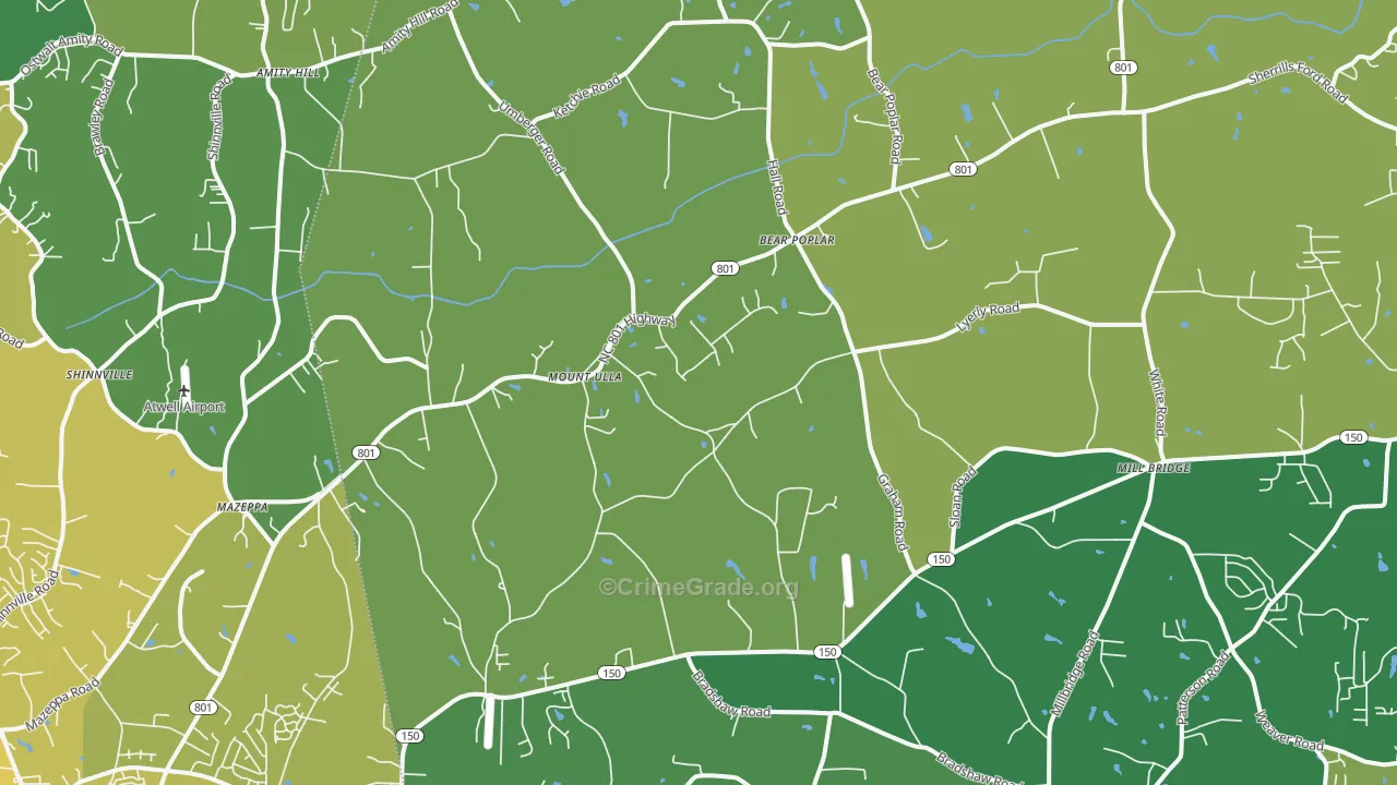 Mount Ulla, NC Map of Vehicle Theft Rates