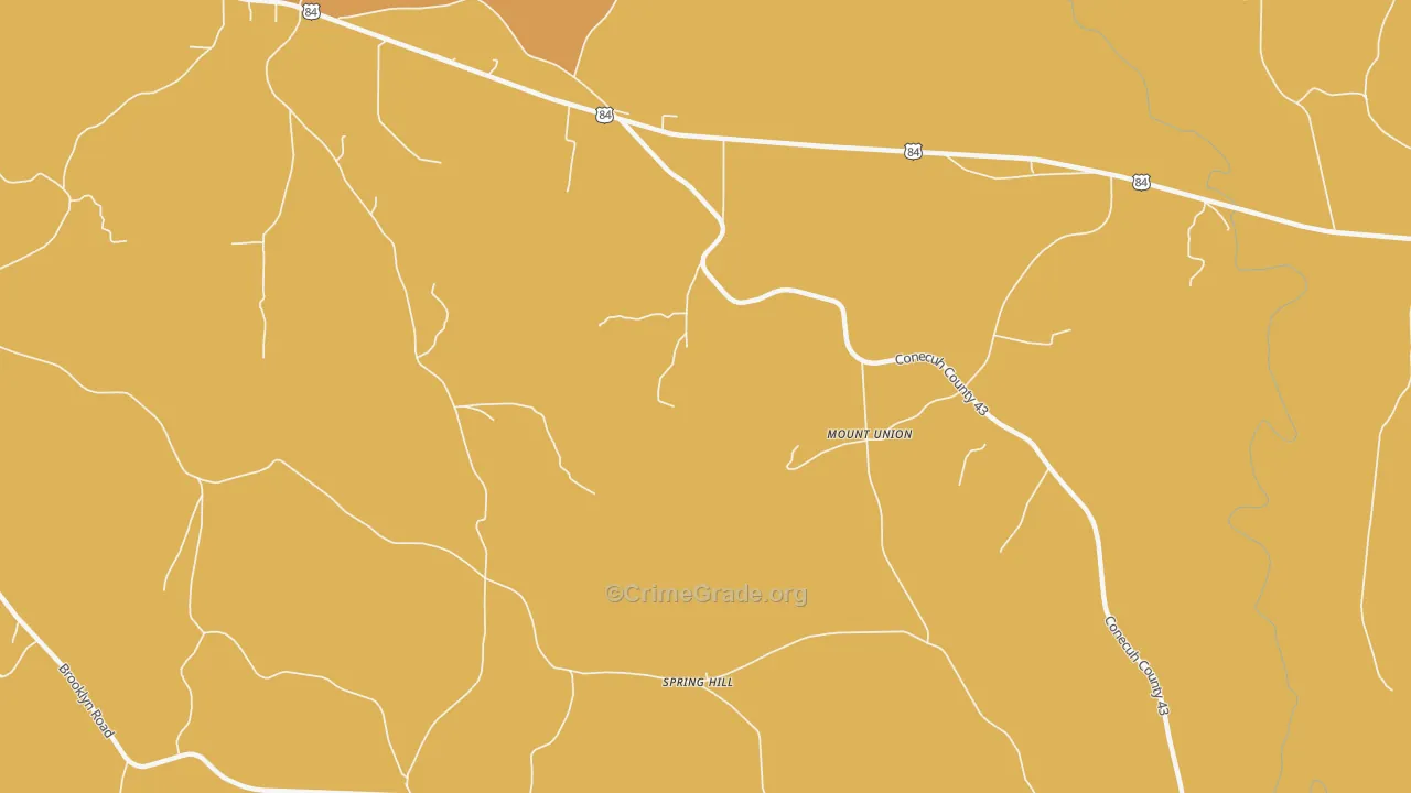 Mount Union, AL Map of Vehicle Theft Rates