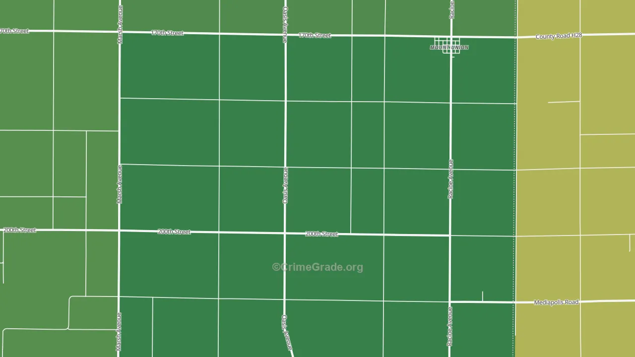 Mount Union, IA Map of Vehicle Theft Rates