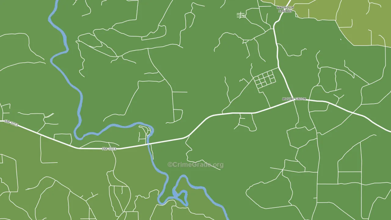 Mount Union, TX Map of Vehicle Theft Rates