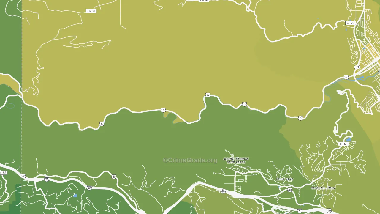 Mount Vernon Club Place, CO Map of Vehicle Theft Rates
