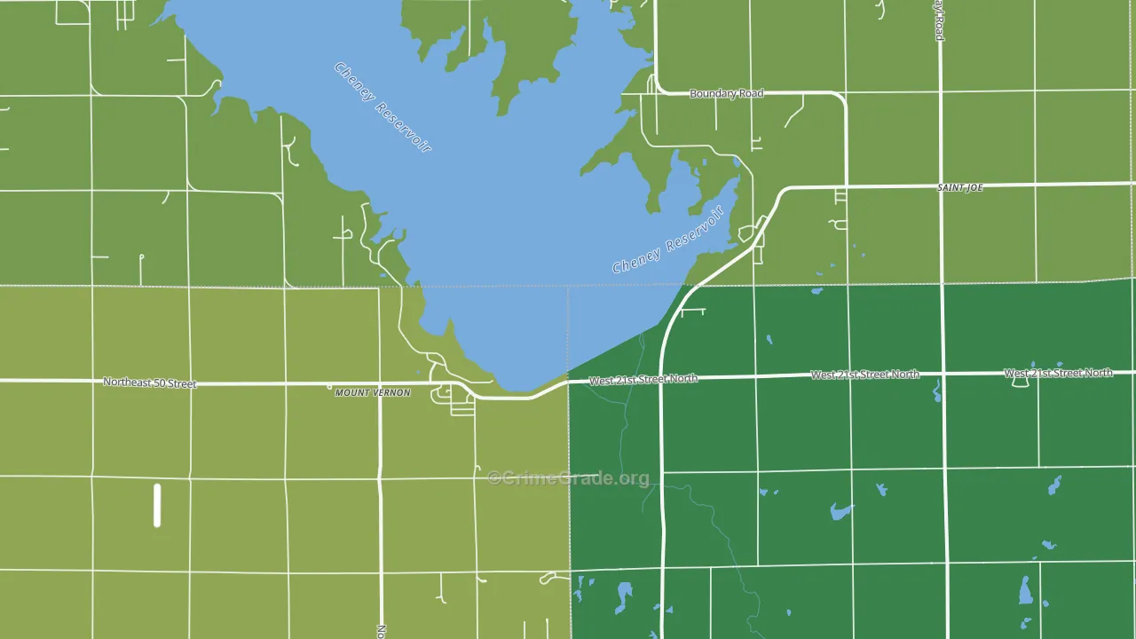 Mount Vernon, KS Map of Vehicle Theft Rates