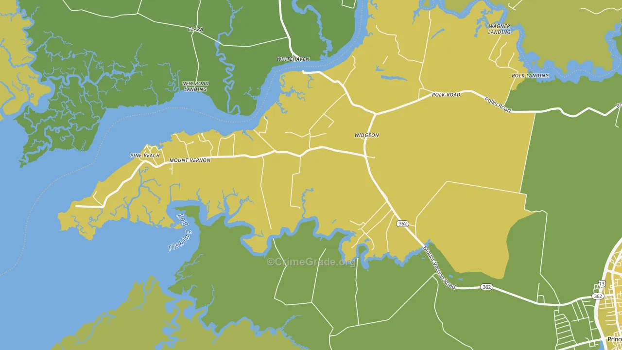 Mount Vernon, MD Map of Vehicle Theft Rates