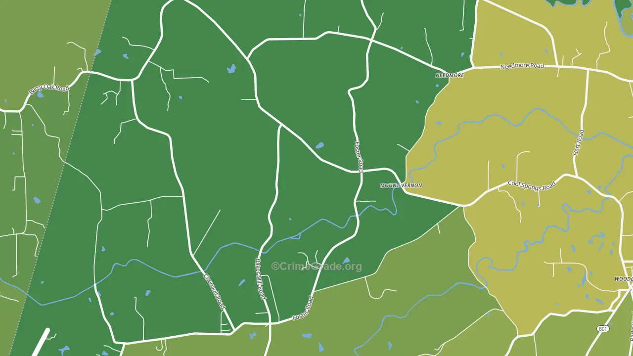 Mount Vernon, NC Map of Vehicle Theft Rates