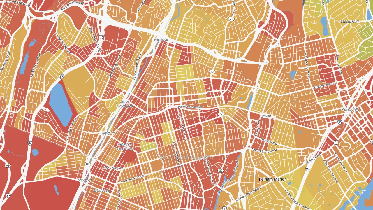 Mount Vernon, NY Map of Vehicle Theft Rates
