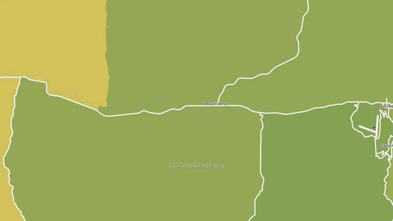 Mount Vernon, OR Map of Vehicle Theft Rates