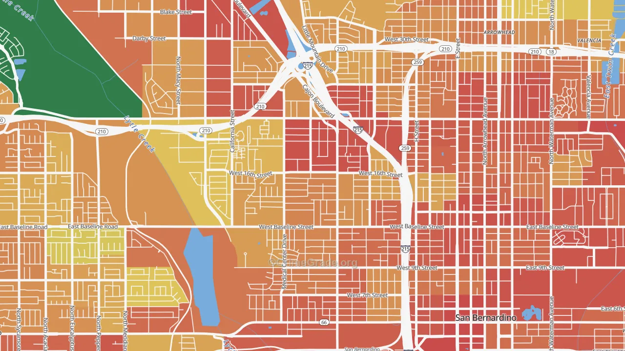 Mount Vernon, San Bernardino, CA Map of Vehicle Theft Rates